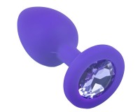 Силиконовая анальная пробка пурпурная с фиолетовым кристаллом S