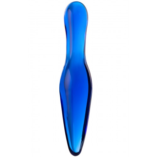 Двусторонний синий фаллос из стекла Sexus Glass 18 см Двусторонний синий фаллос из стекла Sexus Glass 18 см