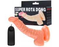 Фаллос с изгибом и вибрацией на присоске Super Rota Dong 19 см