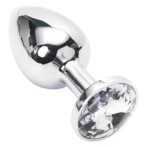 Металлическая анальная пробка с прозрачным камушком M Металлическая анальная пробка с прозрачным камушком M