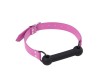 Черный кляп-трензель с розовым ремешком