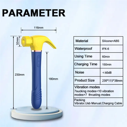 Вибростимулятор-молоток с вакуумно-волновой стимуляцией и пульсирующей рукоятью Вибростимулятор-молоток с вакуумно-волновой стимуляцией и пульсирующей рукоятью