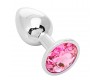 Металлическая анальная пробка с розовым камушком S