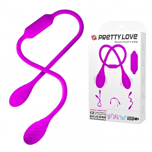Двойной вибростимулятор Pretty Love Lovers Whip с рельефом Двойной вибростимулятор Pretty Love Lovers Whip с рельефом