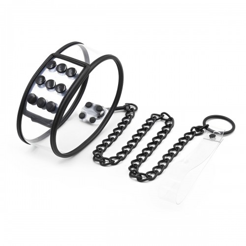 Прозрачный ошейник с поводком и заклёпками Прозрачный ошейник с поводком и заклёпками