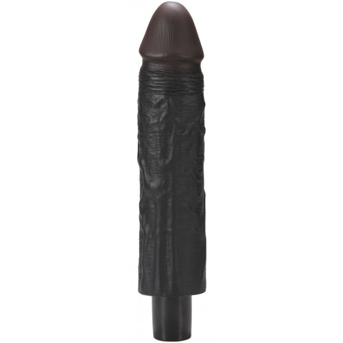 Реалистичный черный вибратор с рельефным стволом X-Men Vibrating Siliсone Cock 19 см Реалистичный черный вибратор с рельефным стволом X-Men Vibrating Siliсone Cock 19 см
