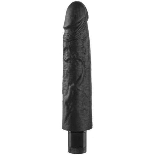 Реалистичный черный вибратор с рельефным стволом X-Men Vibrating Siliсone Cock 19 см Реалистичный черный вибратор с рельефным стволом X-Men Vibrating Siliсone Cock 19 см
