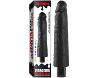 Реалистичный черный вибратор с рельефным стволом X-Men Vibrating Siliсone Cock 22 см