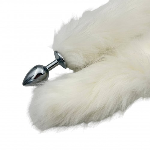 Металлическая анальная пробка S с длинным белым хвостиком 84 см Металлическая анальная пробка S с длинным белым хвостиком 84 см