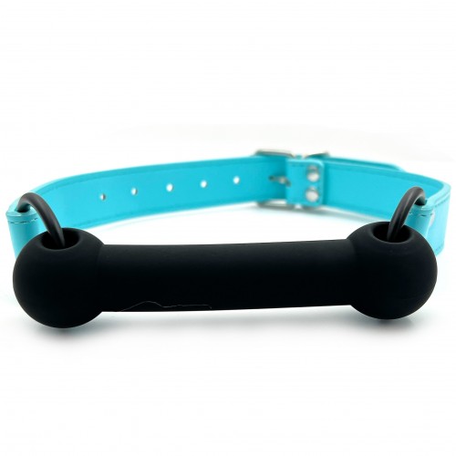 Черный кляп-трензель с голубым ремешком Черный кляп-трензель с голубым ремешком