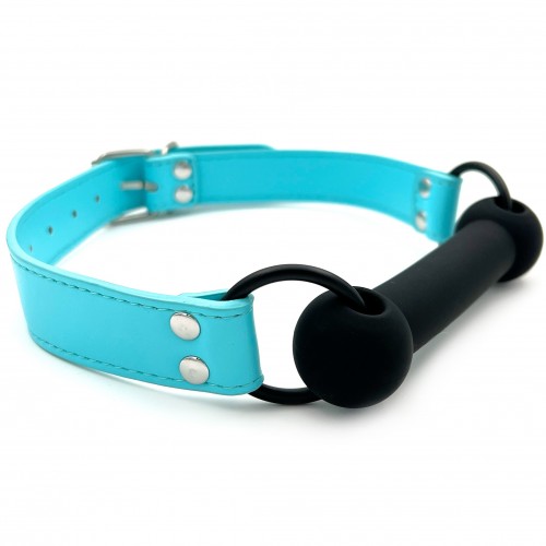 Черный кляп-трензель с голубым ремешком Черный кляп-трензель с голубым ремешком