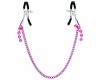Зажимы для сосков с фиолетовой цепью и бусинами