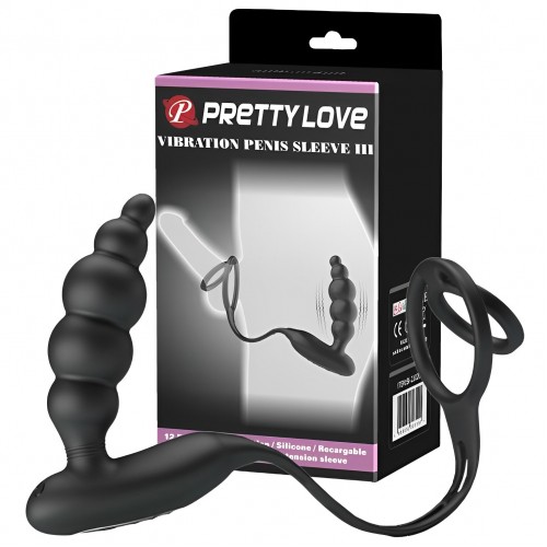 Анальная пробка с двойным эрекционным кольцом и вибрацией Pretty Love Vibration Penis Sleeve Анальная пробка с двойным эрекционным кольцом и вибрацией Pretty Love Vibration Penis Sleeve