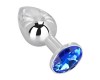 Металлическая анальная пробка с синим камушком M