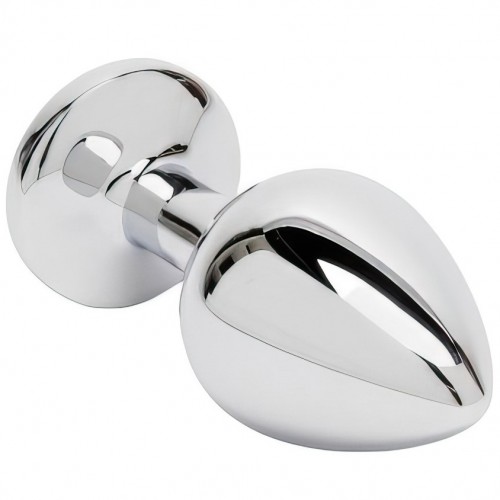 Металлическая анальная пробка с камушком пурпурного цвета M Металлическая анальная пробка с камушком пурпурного цвета M