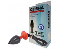 Черно-красная анальная втулка с ремешком из натуральной кожи Sitabella