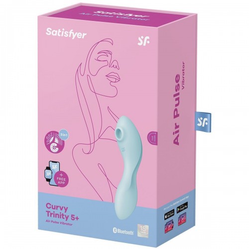 Вакуумный смарт-стимулятор для клитора и точки G Satisfyer Curvy Trinity 5+ голубой Вакуумный смарт-стимулятор для клитора и точки G Satisfyer Curvy Trinity 5+ голубой