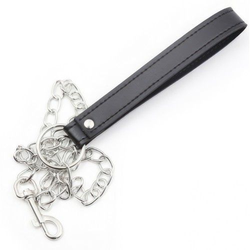 Чёрный ошейник с искусственным мехом на поводке Чёрный ошейник с искусственным мехом на поводке