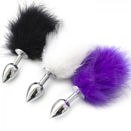 Анальная пробка с черным хвостиком кролика Анальная пробка с черным хвостиком кролика