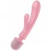 Двусторонний вибратор с клиторальным стимулятором Wand + Rabbit Satisfyer Triple Lover Pink