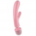 Двусторонний вибратор с клиторальным стимулятором Wand + Rabbit Satisfyer Triple Lover Pink