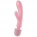 Двусторонний вибратор с клиторальным стимулятором Wand + Rabbit Satisfyer Triple Lover Pink
