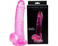 Прозрачный фаллос с мошонкой Intergalactic Rocket Pink 19 см