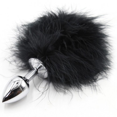 Анальная пробка с черным хвостиком кролика Анальная пробка с черным хвостиком кролика