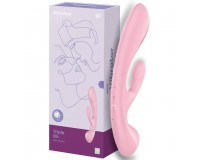 Двусторонний вибратор с клиторальным стимулятором Satisfyer Triple Oh Pink