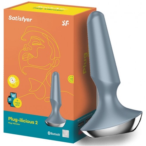 Анальный смарт-стимулятор с вибрацией Satisfyer Plug-ilicious 2 серый Анальный смарт-стимулятор с вибрацией Satisfyer Plug-ilicious 2 серый