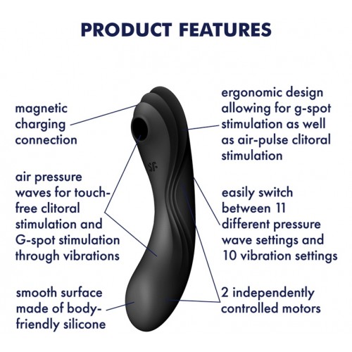 Вакуумный вибростимулятор для клитора и точки G Satisfyer Curvy Trinity 4 черный Вакуумный вибростимулятор для клитора и точки G Satisfyer Curvy Trinity 4 черный