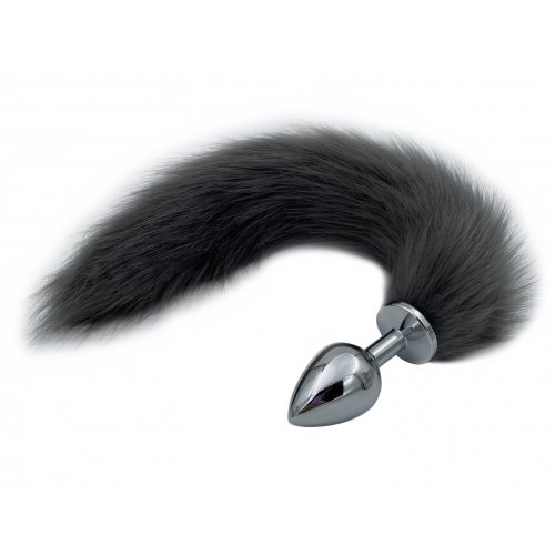 Металлическая анальная пробка S с длинным лисьим хвостиком 42 см Металлическая анальная пробка S с длинным лисьим хвостиком 42 см