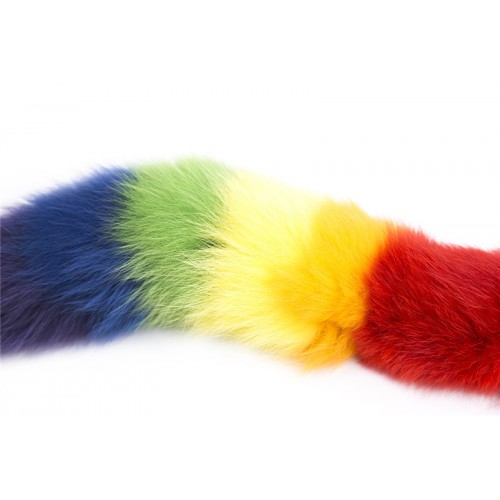 Металлическая анальная пробка M с длинным разноцветным хвостиком 43 см Металлическая анальная пробка M с длинным разноцветным хвостиком 43 см