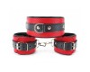 Набор из ошейника и наручников красно-черный