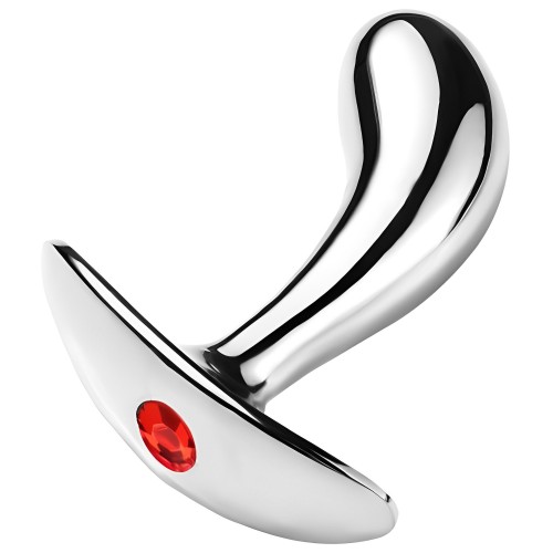 Анальная втулка из металла с красным камушком L Анальная втулка из металла с красным камушком L