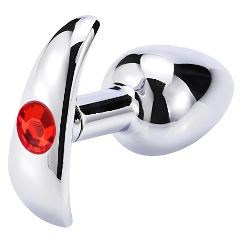 Анальная пробка из металла с красным камушком M Анальная пробка из металла с красным камушком M