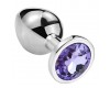Металлическая анальная пробка с сиреневым камушком M