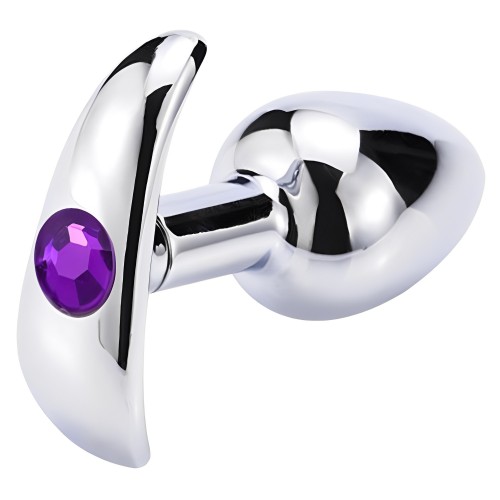 Анальная пробка из металла с фиолетовым камушком L Анальная пробка из металла с фиолетовым камушком L