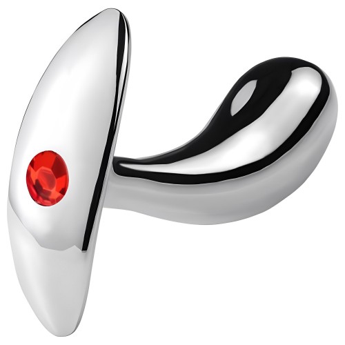 Анальная втулка из металла с красным камушком L Анальная втулка из металла с красным камушком L