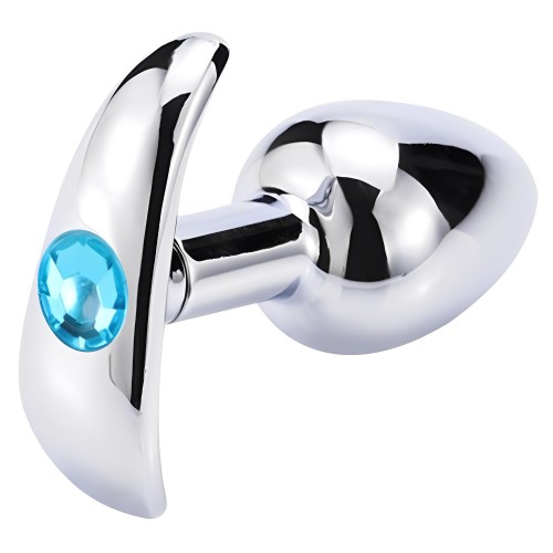 Анальная пробка из металла с голубым камушком M Анальная пробка из металла с голубым камушком M