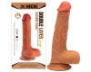 Реалистичный фаллоимитатор на присоске с мошонкой Double Layer Silicone Dildo 21 см