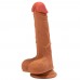 Реалистичный фаллоимитатор на присоске с мошонкой Double Layer Silicone Dildo 21 см