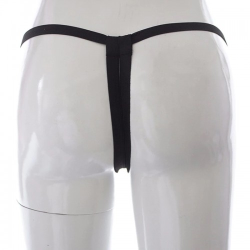 Черный страпон на серебристых трусиках 12 см Черный страпон на серебристых трусиках 12 см