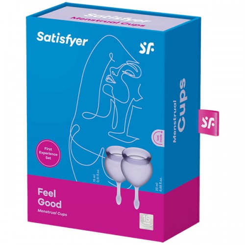 Набор менструальных чаш Satisfyer Feel Good, лиловый Набор менструальных чаш Satisfyer Feel Good, лиловый