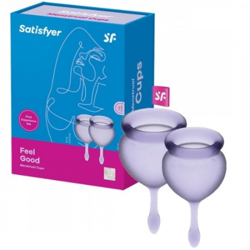 Набор менструальных чаш Satisfyer Feel Good, лиловый Набор менструальных чаш Satisfyer Feel Good, лиловый