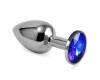 Анальная пробка из стали с кристаллом синего цвета Darkblue Rosebud Classic S