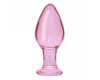 Розовая анальная пробка из стекла
