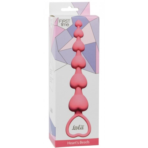 Силиконовая анальная цепочка Hearts Beads Pink Силиконовая анальная цепочка Hearts Beads Pink