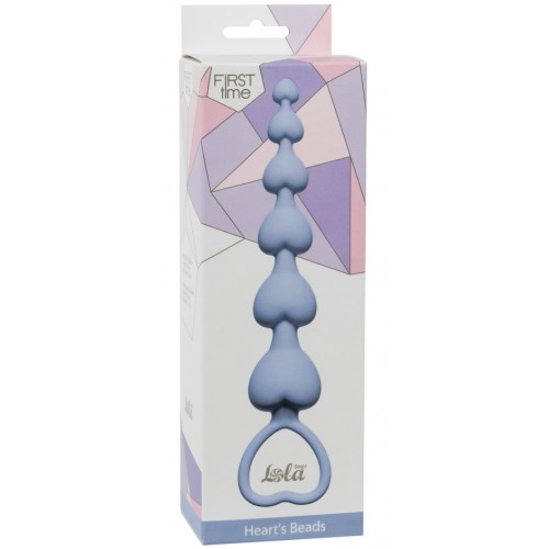 Силиконовая анальная цепочка Hearts Beads Blue Силиконовая анальная цепочка Hearts Beads Blue