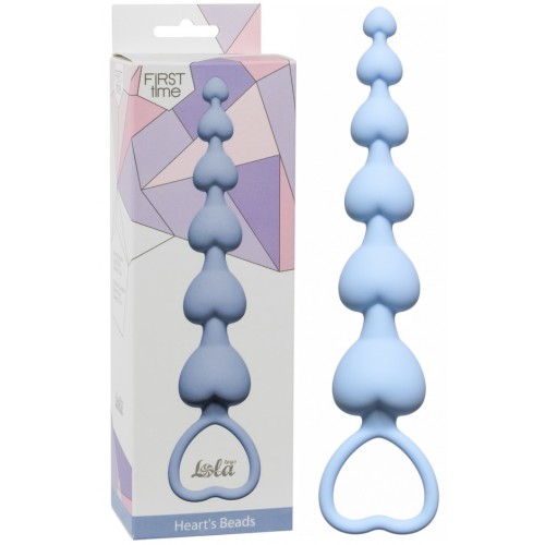 Силиконовая анальная цепочка Hearts Beads Blue Силиконовая анальная цепочка Hearts Beads Blue